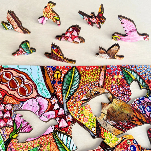 TWIGG Wooden Jigsaw Puzzle -283 Pieces - Golden Whistler - Naomi Malone Original Art