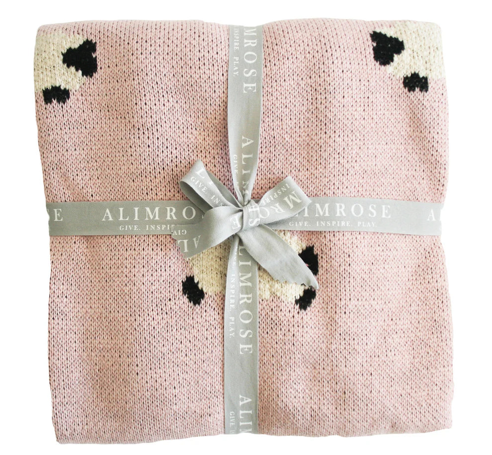 Alimrose Baa Baa Blanket Organic Cotton  -Pink 100 x 70cm