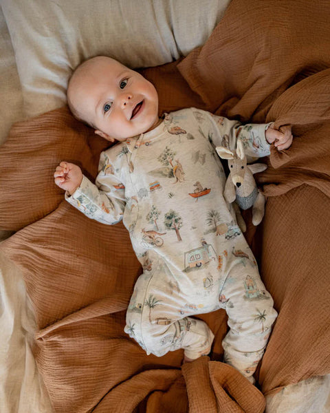Minhaha Bébé IVAN PRINT LS ZIP ROMPER
