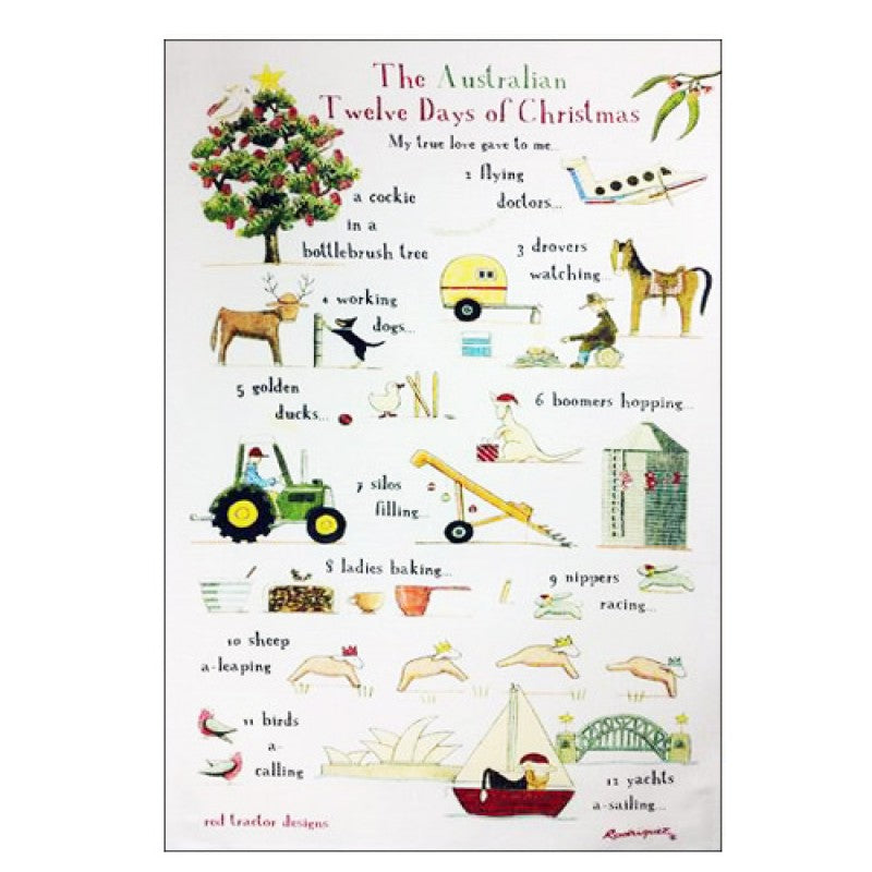 Red Tractor Designs - Tea Towel 12 Days Of Christmas