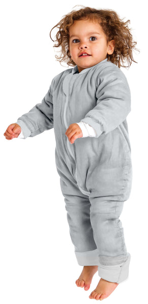 WARMIES - with arms and legs cotton (6-12m) 3.0 tog - grey marle/grey lines