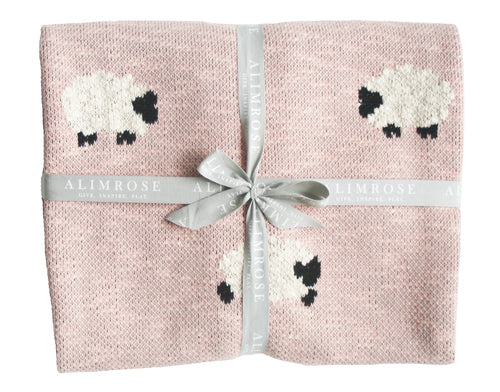 Alimrose Baa Baa Blanket Organic Cotton  - Pink 100 x 70cm