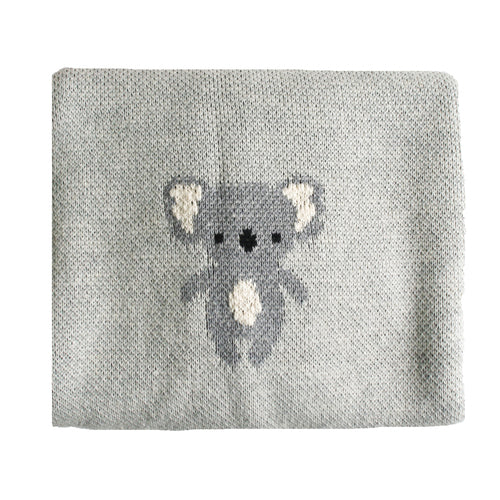 Alimrose Organic Cotton Baby Blanket - Koalas Grey