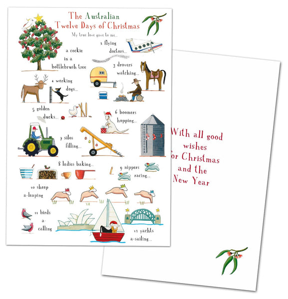 Red Tractor Designs Christmas Cards Pack of 10 - 12 Days Of Christmas
